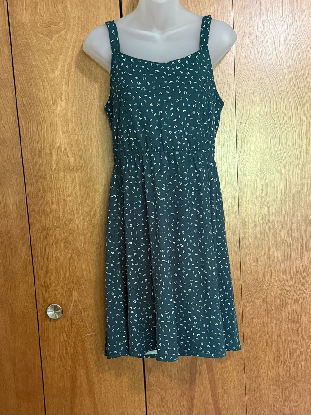 Charming Charlies Dark Teal Floral Sundress with Tie Back Size Medium EUC